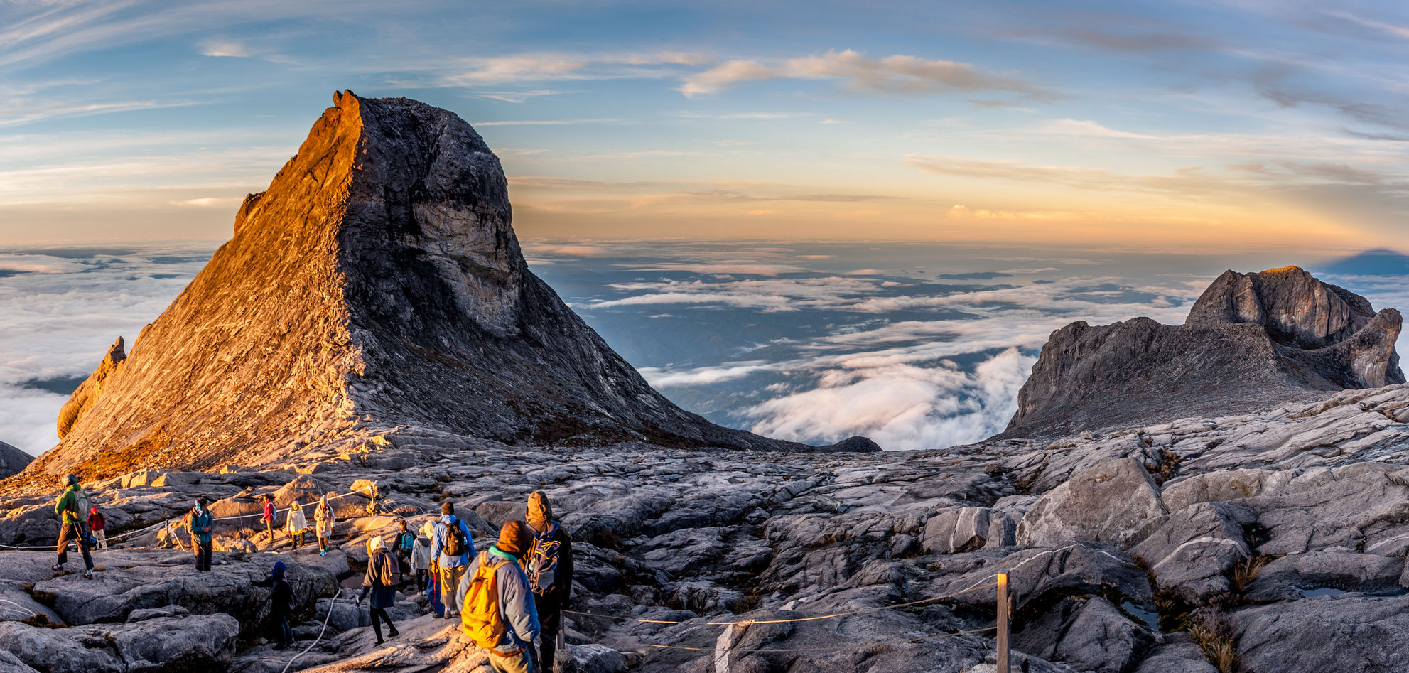 The sun beginning to rise over Mount Kinabalu the highest 