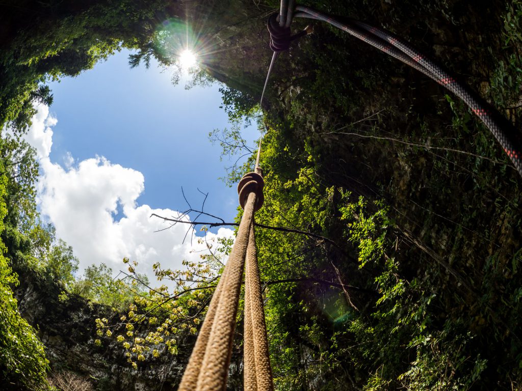 View to the sky at Goa Jomblang